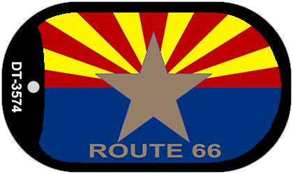 Arizona Flag with Route 66 Novelty Metal Dog Tag Necklace DT-3574