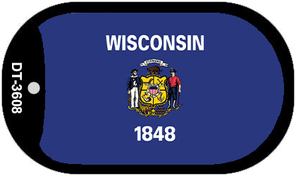 Wisconsin State Flag Metal Novelty Dog Tag Necklace DT-3608