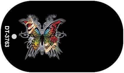 Butterfly Offset Novelty Metal Dog Tag Necklace DT-3763