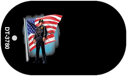 Officer and Flag Offset Novelty Metal Dog Tag Necklace DT-3780