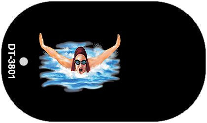Female Swimmer Offset Novelty Metal Dog Tag Necklace DT-3801