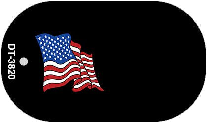 American Flag Offset Novelty Metal Dog Tag Necklace DT-3820