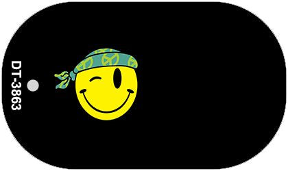 Peace Smiley Offset Novelty Metal Dog Tag Necklace DT-3863