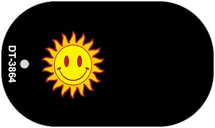 Sun Smiley Offset Novelty Metal Dog Tag Necklace DT-3864