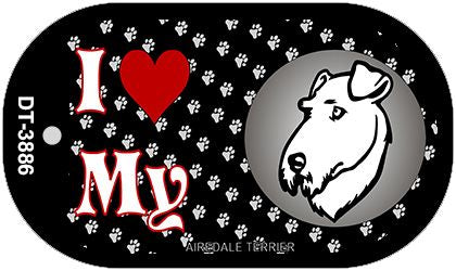 I Love My Airdale Terrier Novelty Metal Dog Tag Necklace DT-3886