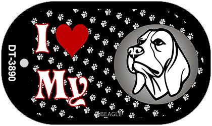 I Love My Beagle Novelty Metal Dog Tag Necklace DT-3890