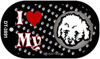 I Love My Bichon Frise Novelty Metal Dog Tag Necklace DT-3891