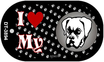 I Love My Boxer Novelty Metal Dog Tag Necklace DT-3894