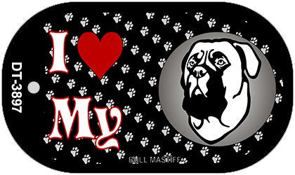 I Love My Bull Mastiff Novelty Metal Dog Tag Necklace DT-3897
