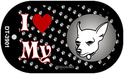 I Love My Chihuahua Novelty Metal Dog Tag Necklace DT-3901