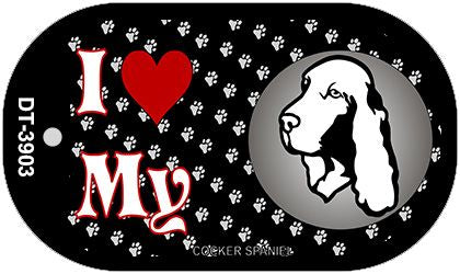 I Love My Cocker Spaniel Novelty Metal Dog Tag Necklace DT-3903