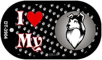 I Love My Collie Novelty Metal Dog Tag Necklace DT-3904