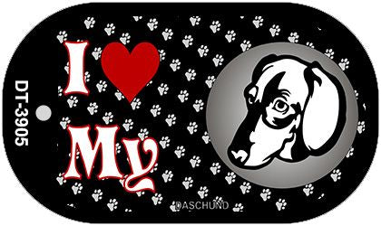 I Love My Dashchund Novelty Metal Dog Tag Necklace DT-3905
