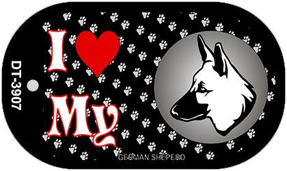 I Love My German Shepherd Novelty Metal Dog Tag Necklace DT-3907