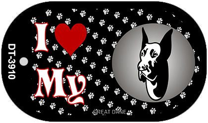 I Love My Great Dane Novelty Metal Dog Tag Necklace DT-3910