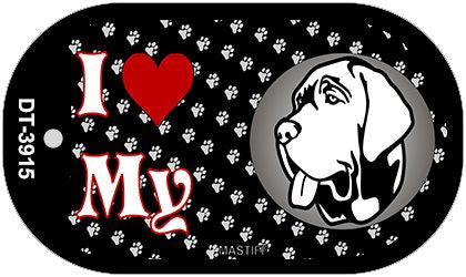 I Love My Mastiff Novelty Metal Dog Tag Necklace DT-3915