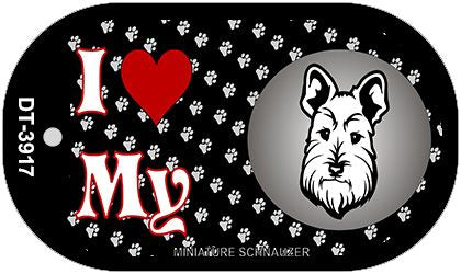 I Love My Minature Schnauzer Novelty Metal Dog Tag Necklace DT-3917