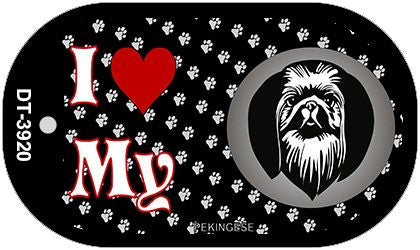 I Love My Pekingese Novelty Metal Dog Tag Necklace DT-3920