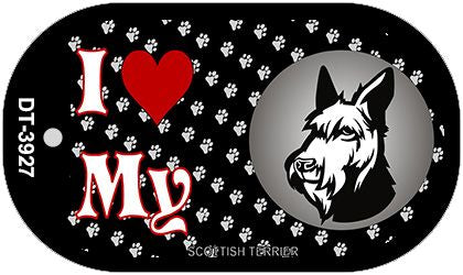 I Love My Scottish Terrier Novelty Metal Dog Tag Necklace DT-3927