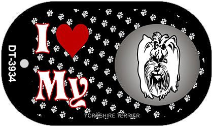 I Love My Yorkshire Terrier Novelty Metal Dog Tag Necklace DT-3934