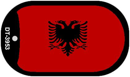 Albania Flag Scroll Metal Novelty Dog Tag Necklace DT-3953