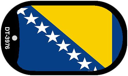 Bosnia-Herzegovina Flag Scroll Metal Novelty Dog Tag Necklace DT-3976