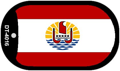 French Polynesia Flag Scroll Metal Novelty Dog Tag Necklace DT-4016