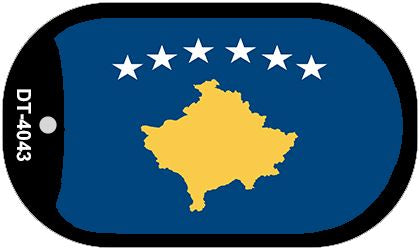 Kosovo Flag Scroll Metal Novelty Dog Tag Necklace DT-4043