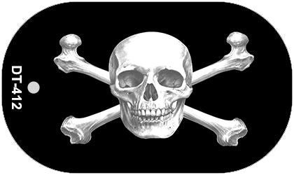Skull and Crossbones Novelty Metal Dog Tag Necklace DT-412