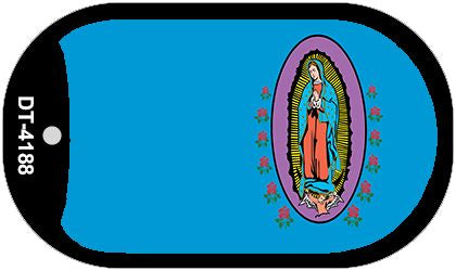 Virgin Mary Blue Offset Novelty Metal Dog Tag Necklace DT-4188