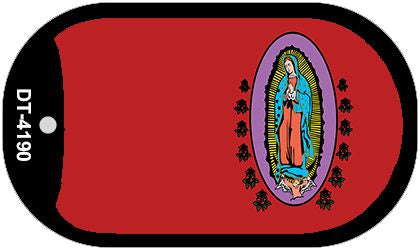 Virgin Mary Red Offset Novelty Metal Dog Tag Necklace DT-4190