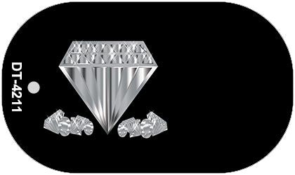 Diamonds Offset Novelty Metal Dog Tag Necklace DT-4211