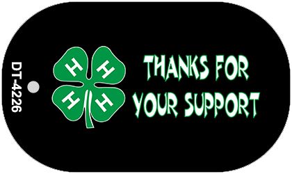 Thanks For Your Support 4-H Novelty Metal Dog Tag Necklace DT-4226