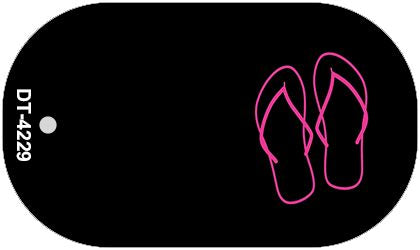 Flip Flops Offset Novelty Metal Dog Tag Necklace DT-4229