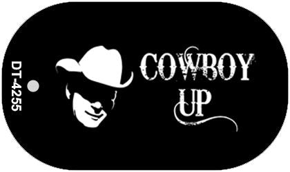 Cowboy Up Novelty Metal Dog Tag Necklace DT-4255