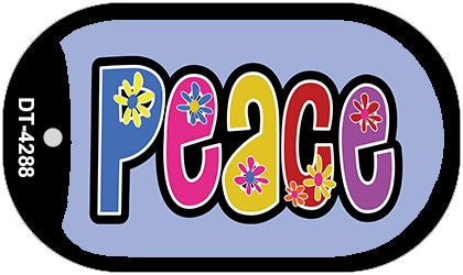 Peace And Flowers Novelty Metal Dog Tag Necklace DT-4288