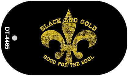 Fleur De Lis Black Gold Novelty Metal Dog Tag Necklace DT-4465