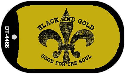 Fleur De Lis Gold Black Novelty Metal Dog Tag Necklace DT-4466