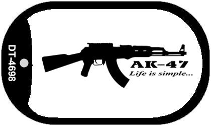 AK-47 Life is Simple Novelty Metal Dog Tag Necklace DT-4698