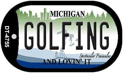 Golfing Michigan Novelty Metal Dog Tag Necklace DT-4755