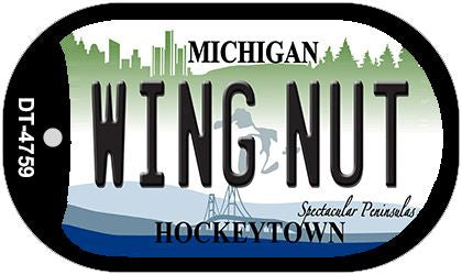 Wing Nut Michigan Novelty Metal Dog Tag Necklace DT-4759