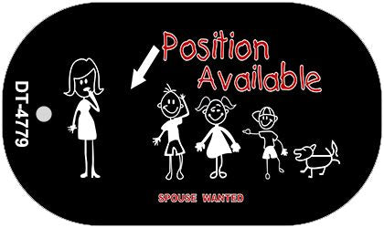 Position Avaliable Husband Novelty Metal Dog Tag Necklace DT-4779