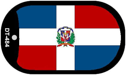 Dominican Republic Flag Scroll Metal Novelty Dog Tag Necklace DT-484