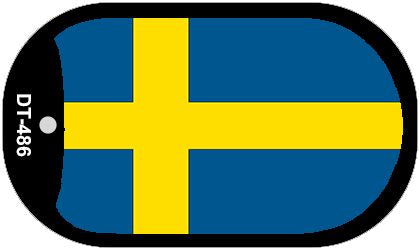 Sweden Flag Scroll Metal Novelty Dog Tag Necklace DT-486