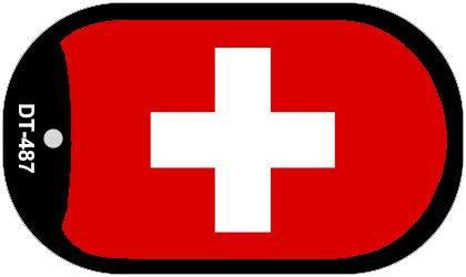 Switzerland Flag Scroll Metal Novelty Dog Tag Necklace DT-487