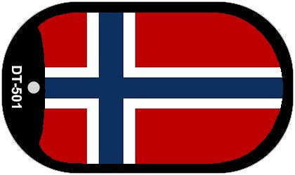 Norway Flag Scroll Metal Novelty Dog Tag Necklace DT-501
