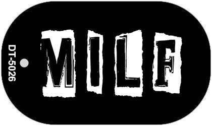 M.I.L.F Black Novelty Metal Dog Tag Necklace DT-5026
