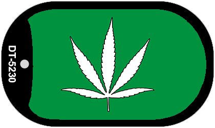 Marijuana Leaf Novelty Metal Dog Tag Necklace DT-5230