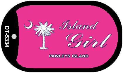 Island Girl Pink Flag Novelty Metal Dog Tag Necklace DT-5334