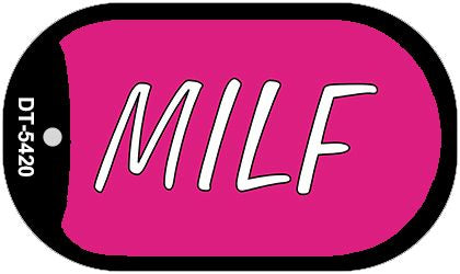 M.I.L.F Pink Novelty Metal Dog Tag Necklace DT-5420